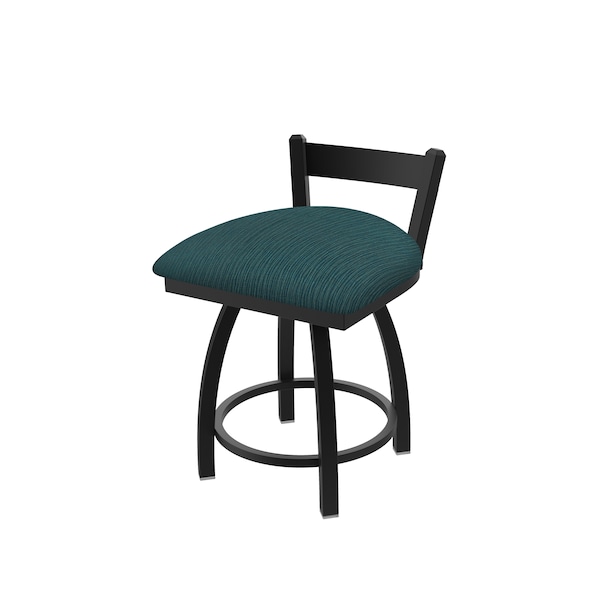 18" Low Back Swivel Vanity Stool, Black Wrinkle, Graph Tidal Seat